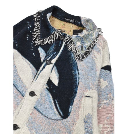 ”Remake by VERS” Fringe Collar Rug Jacket -Two Faces-