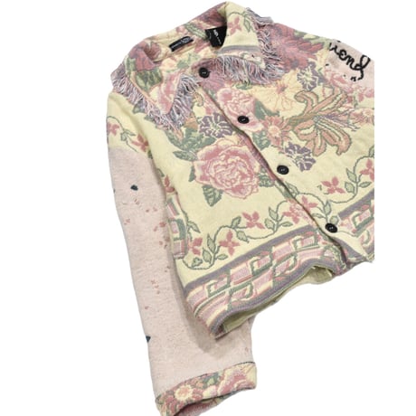 ”Remake by VERS” Fringe Collar Rug Jacket -Two Faces-