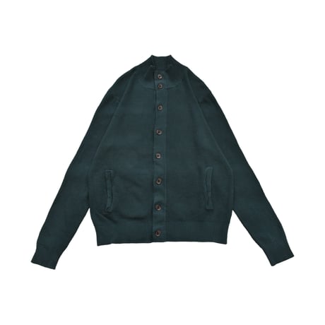 Ribbed High Neck Button Knit Cardigan