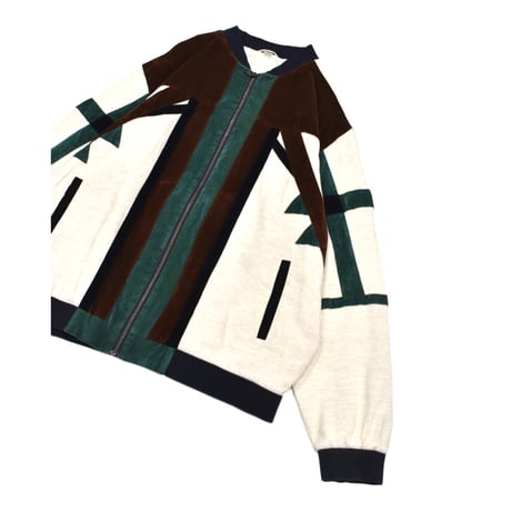 Faux Suede Switching Linen Blouson