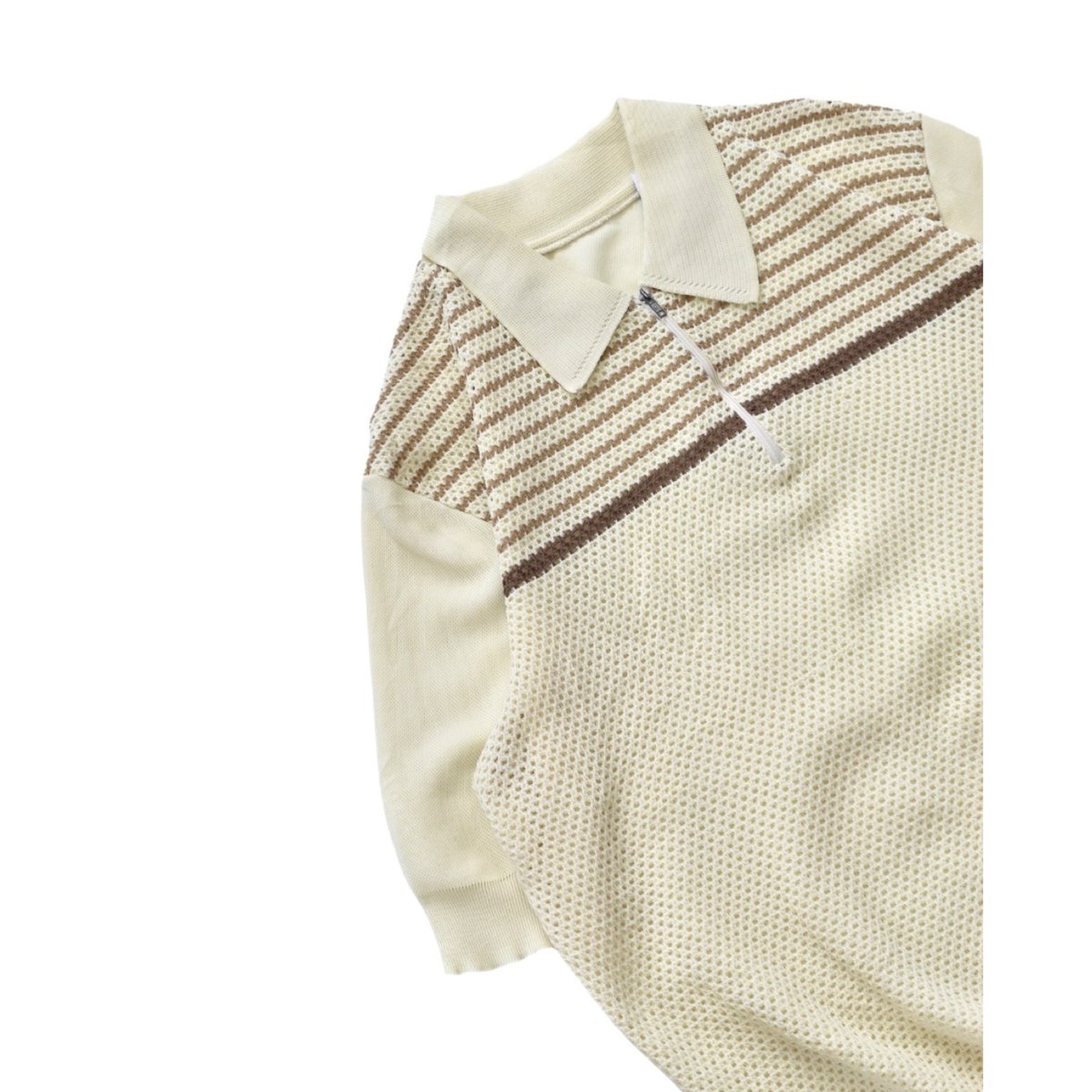 EURO Vintage Border Mesh Zip Knit Polo | 水戸 古着屋