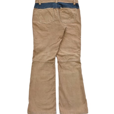Denim Corduroy Switching Flare Pants