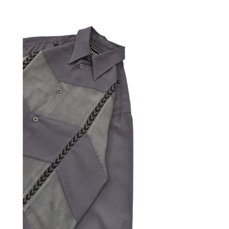Wave Panel Braid Design L/S Shirt
