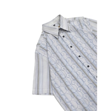 Scroll Embroiderey Stripe S/S Shirt