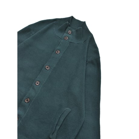 Ribbed High Neck Button Knit Cardigan