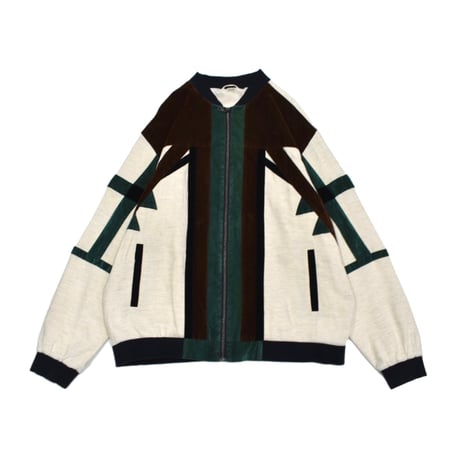 Faux Suede Switching Linen Blouson
