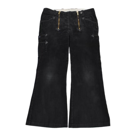 German Double Zip Corduroy Flare Logger Pants
