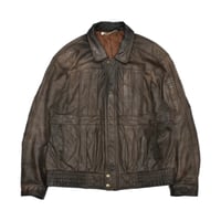 Vintage Cowhide Leather Pleated Blouson