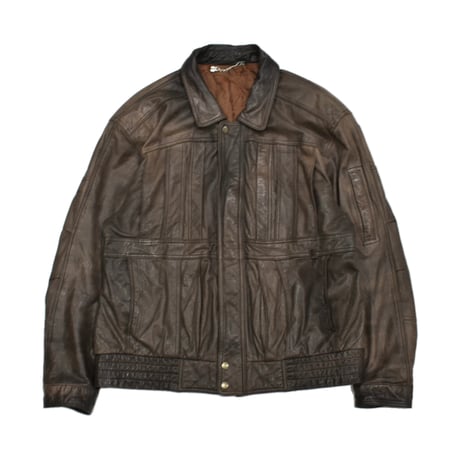 Vintage Cowhide Leather Pleated Blouson