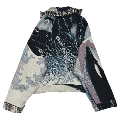 ”Remake by VERS” Fringe Collar Rug Jacket -Two Faces-