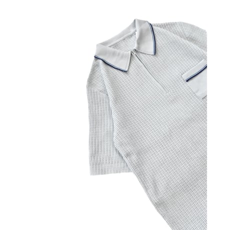 EURO Vintage Ice Gray Half Zip Mesh Knit Polo