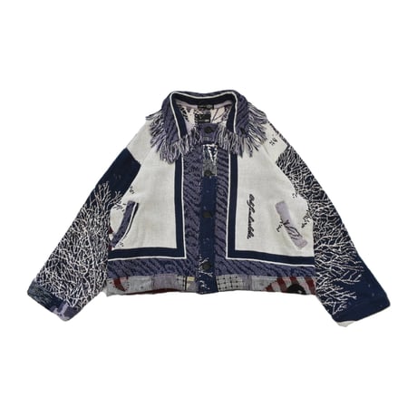 ”Remake by VERS” Fringe Collar Rug Jacket -Two Faces-