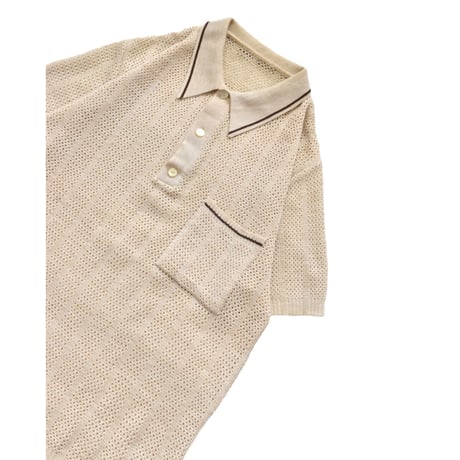 EURO Vintage Ivory Mesh Knit Polo