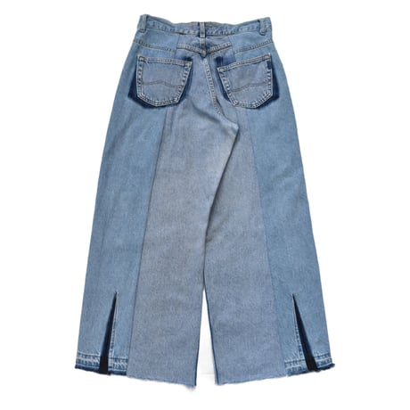 "Remake by VERS" Lace Panel Distressed Denim Trousers