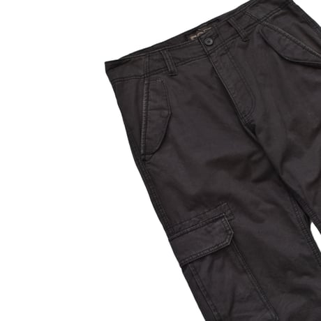 Washed Black Multi Pocket Wide Cargo Pants