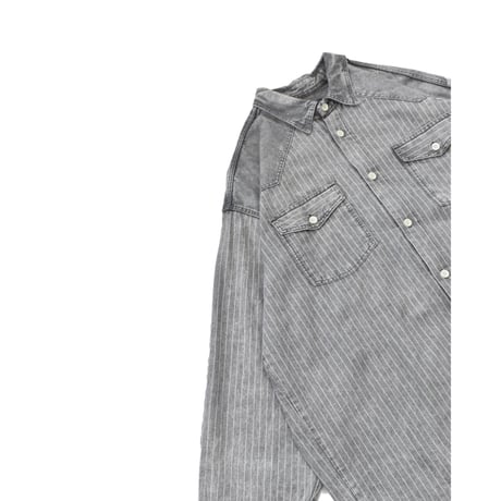 Washed Black Stripe Western L/S Shirt