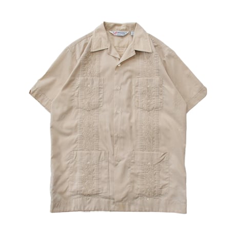 Vintage Ivory Embroidered Guayabera Shirt