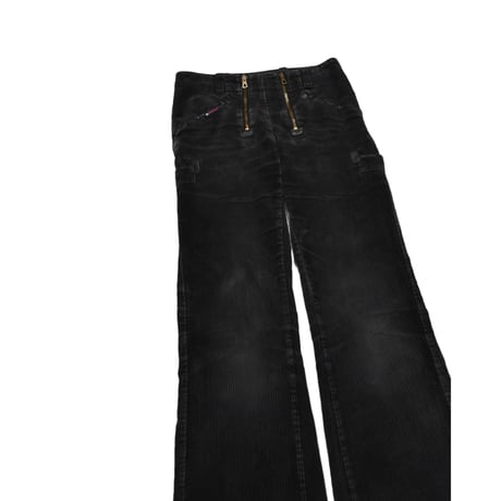 German Double Zip Corduroy Flare Logger Pants