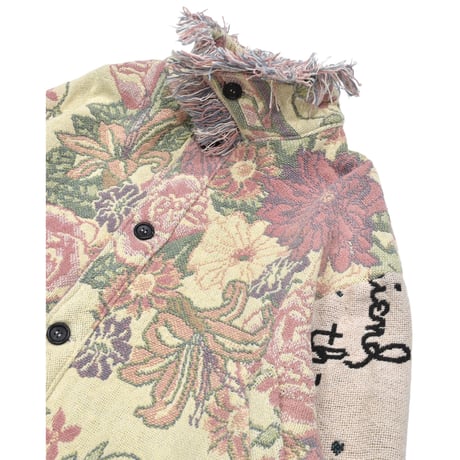 ”Remake by VERS” Fringe Collar Rug Jacket -Two Faces-