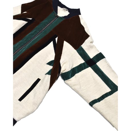 Faux Suede Switching Linen Blouson