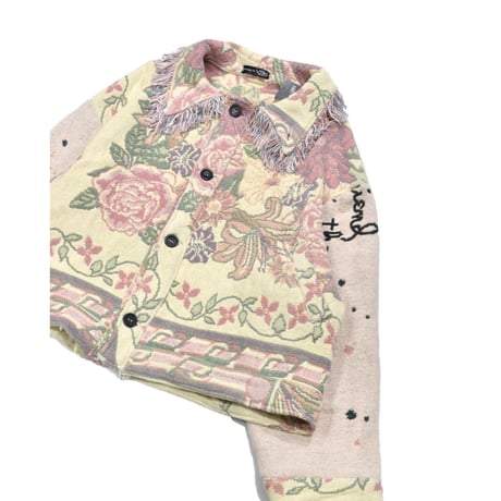 ”Remake by VERS” Fringe Collar Rug Jacket -Two Faces-