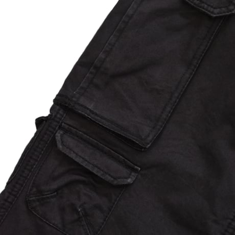 Washed Black Multi Pocket Wide Cargo Pants