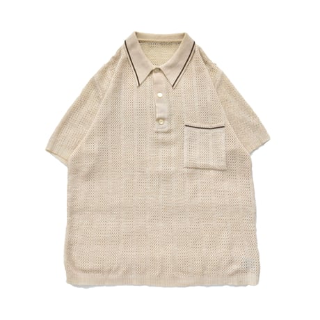 EURO Vintage Ivory Mesh Knit Polo