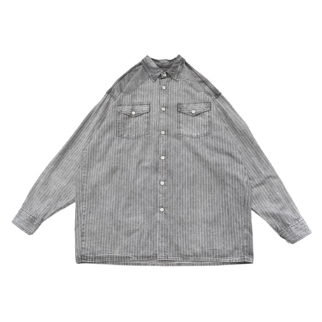 Washed Black Stripe Western L/S Shirt