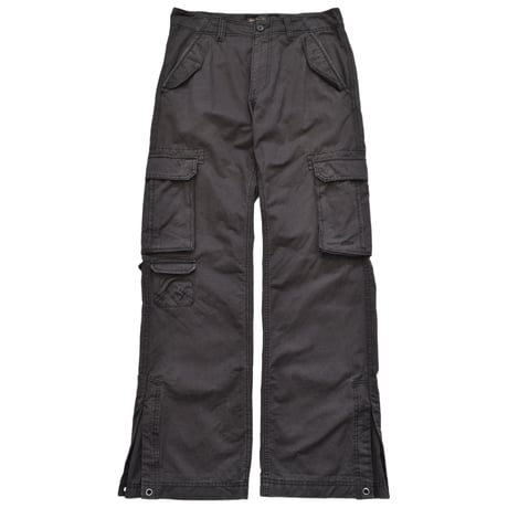Washed Black Multi Pocket Wide Cargo Pants
