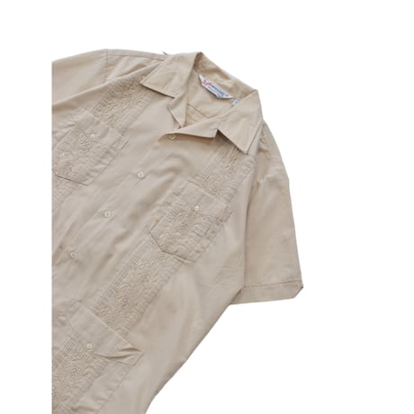 Vintage Ivory Embroidered Guayabera Shirt