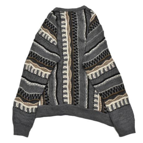EURO Vintage 3D Textured Stripe Design Knit Sweater