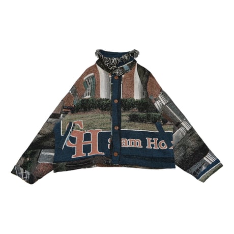 ”Remake by VERS” Fringe Collar Rug Jacket -Two Faces-