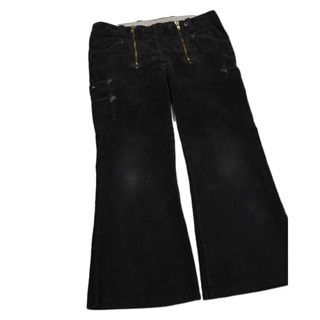 German Double Zip Corduroy Flare Logger Pants