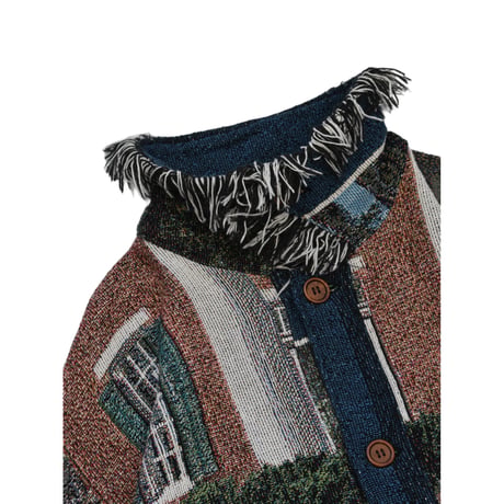 ”Remake by VERS” Fringe Collar Rug Jacket -Two Faces-