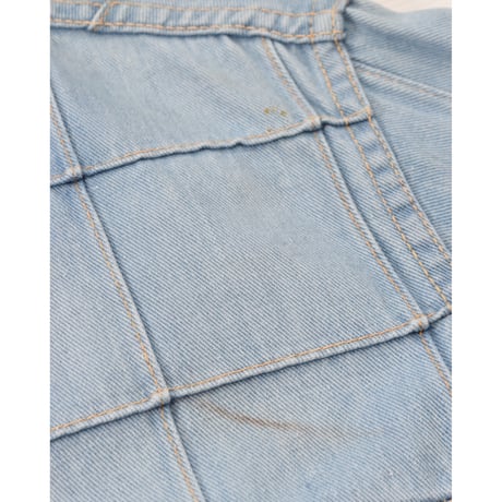 1970s Vintage Grid Panel Denim Shirt Jacket