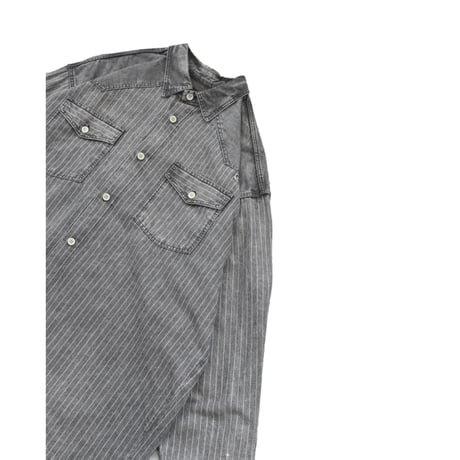 Washed Black Stripe Western L/S Shirt