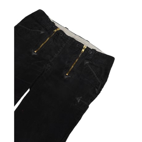 German Double Zip Corduroy Flare Logger Pants