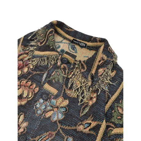 ”Remake by VERS” Fringe Collar Rug Jacket -Two Faces-