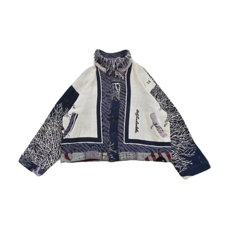 ”Remake by VERS” Fringe Collar Rug Jacket -Two Faces-