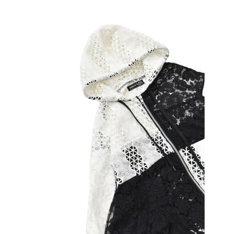"Remake by VERS" Reconstructed Lace Hooded Jacket