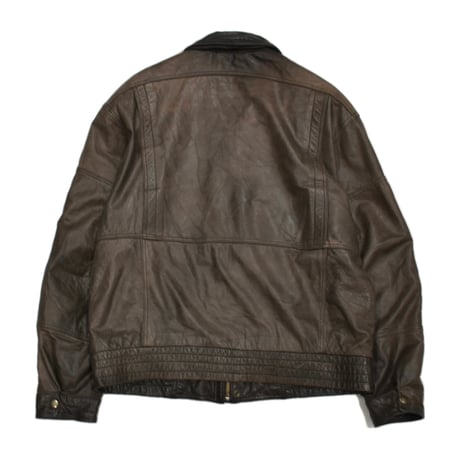 Vintage Cowhide Leather Pleated Blouson
