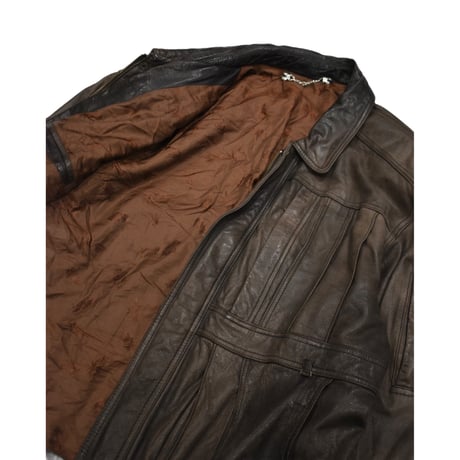 Vintage Cowhide Leather Pleated Blouson