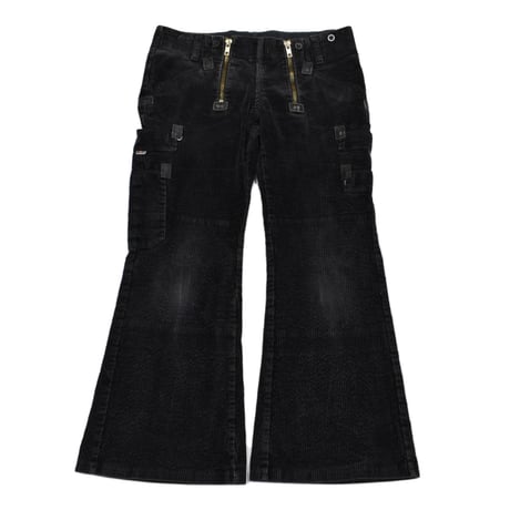 German Double Zip Corduroy Flare Logger Pants
