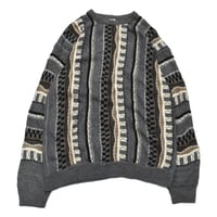 EURO Vintage 3D Textured Stripe Design Knit Sweater