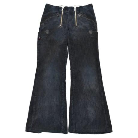 German Double Zip Corduroy Flare Logger Pants