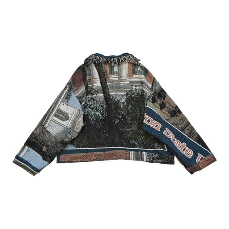 ”Remake by VERS” Fringe Collar Rug Jacket -Two Faces-