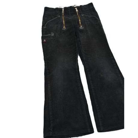 German Double Zip Corduroy Flare Logger Pants