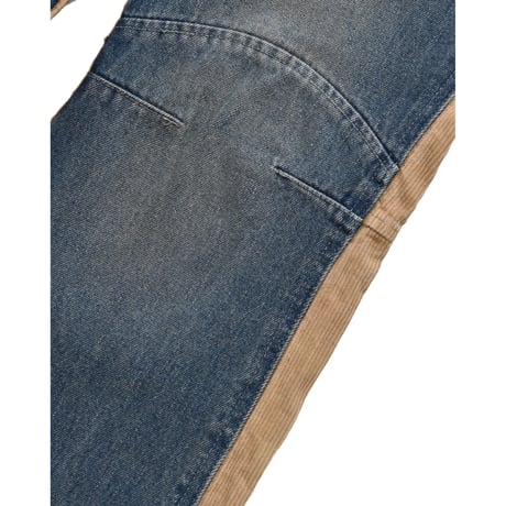Denim Corduroy Switching Flare Pants
