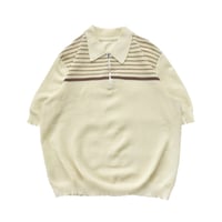 EURO Vintage Border Mesh Zip Knit Polo