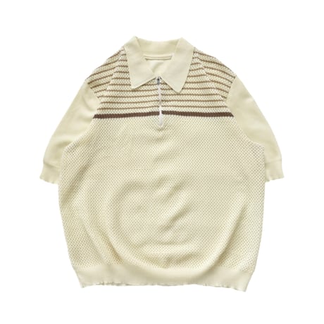 EURO Vintage Border Mesh Zip Knit Polo